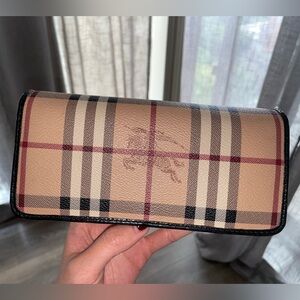 Burberry Check and Leather Continental Wallet